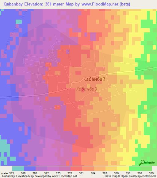 Qabanbay,Kazakhstan Elevation Map