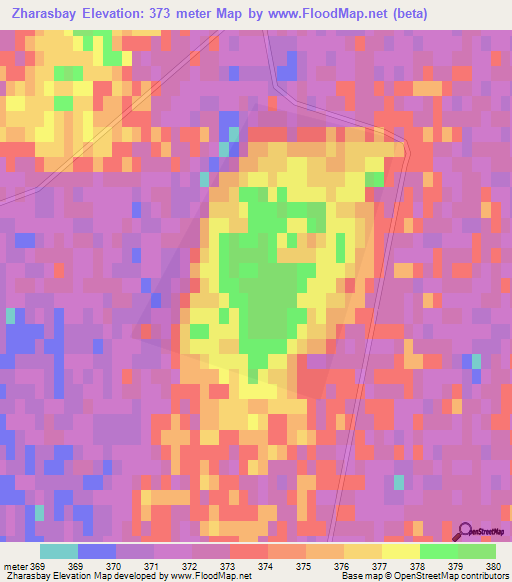 Zharasbay,Kazakhstan Elevation Map