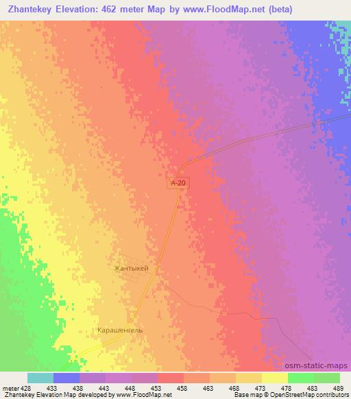 Zhantekey,Kazakhstan Elevation Map