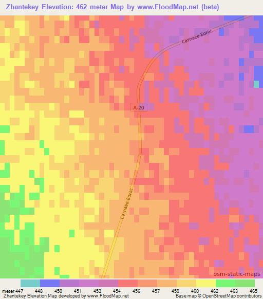Zhantekey,Kazakhstan Elevation Map
