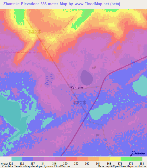 Zhanteke,Kazakhstan Elevation Map