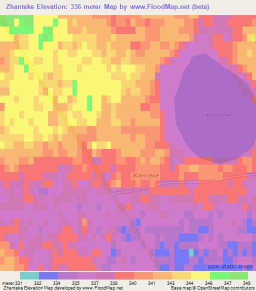 Zhanteke,Kazakhstan Elevation Map
