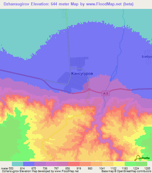 Dzhansugirov,Kazakhstan Elevation Map