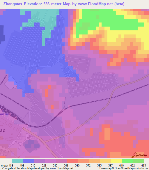 Zhangatas,Kazakhstan Elevation Map