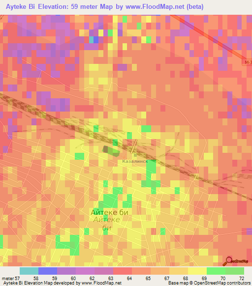 Ayteke Bi,Kazakhstan Elevation Map