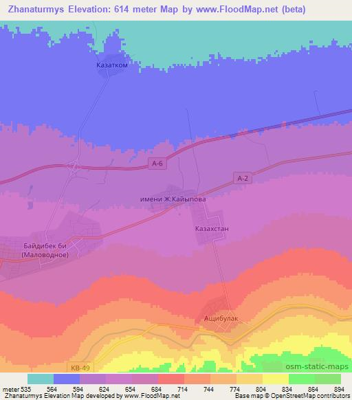 Zhanaturmys,Kazakhstan Elevation Map