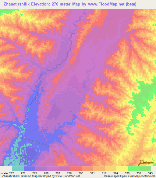Zhanatirshilik,Kazakhstan Elevation Map