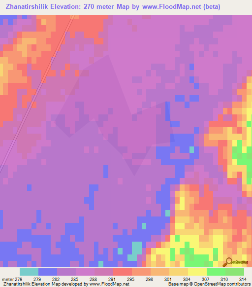 Zhanatirshilik,Kazakhstan Elevation Map