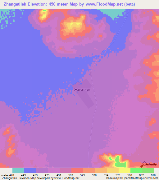 Zhangatilek,Kazakhstan Elevation Map