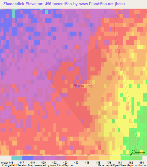 Zhangatilek,Kazakhstan Elevation Map