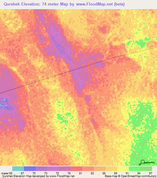 Qurshek,Kazakhstan Elevation Map