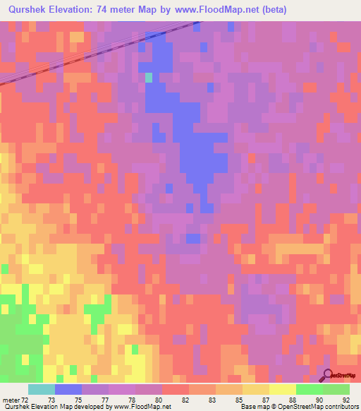 Qurshek,Kazakhstan Elevation Map