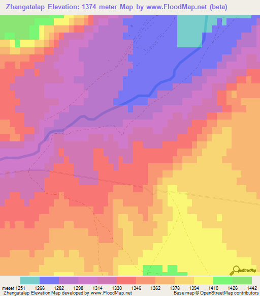Zhangatalap,Kazakhstan Elevation Map