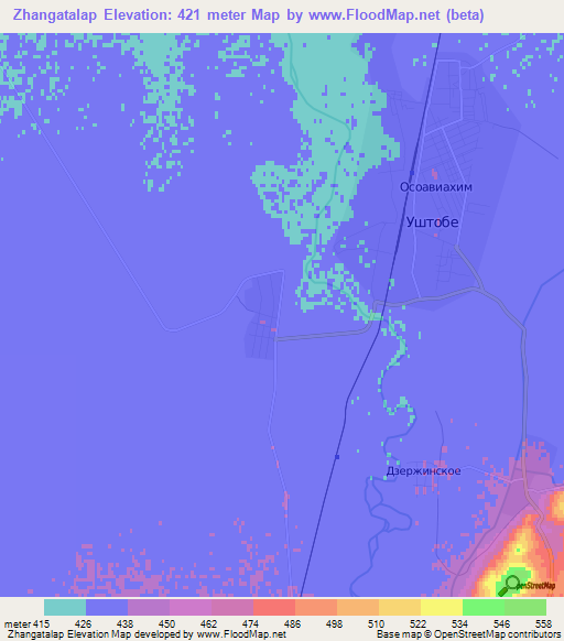 Zhangatalap,Kazakhstan Elevation Map