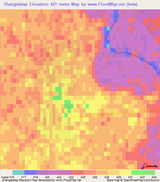 Zhangatalap,Kazakhstan Elevation Map