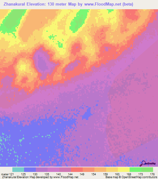 Zhanakural,Kazakhstan Elevation Map