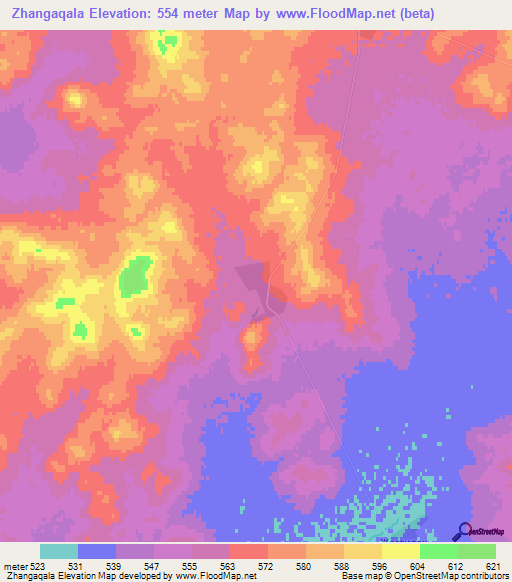 Zhangaqala,Kazakhstan Elevation Map