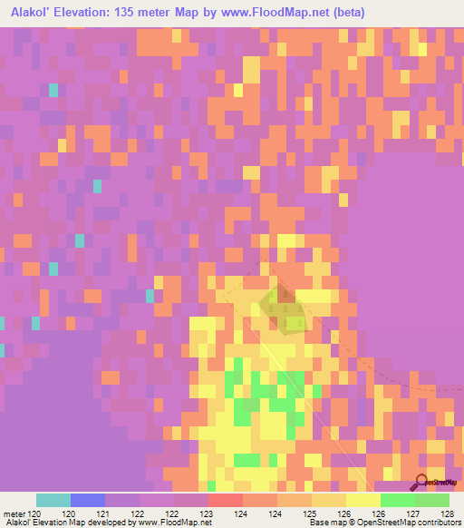 Alakol',Kazakhstan Elevation Map