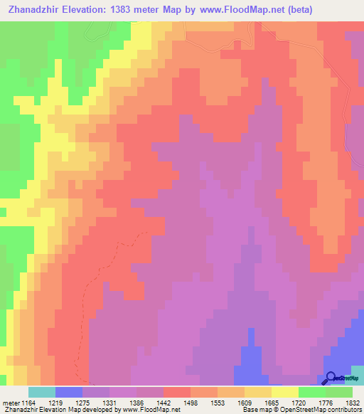 Zhanadzhir,Kazakhstan Elevation Map