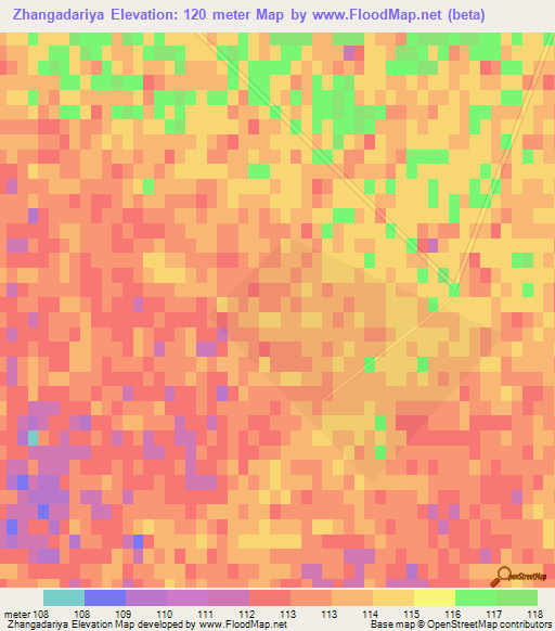 Zhangadariya,Kazakhstan Elevation Map