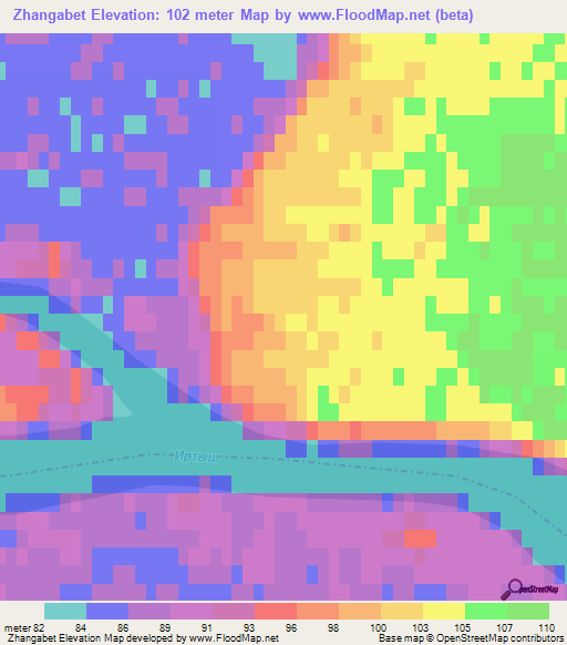 Zhangabet,Kazakhstan Elevation Map