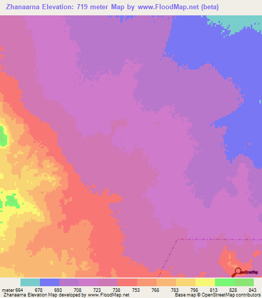 Zhanaarna,Kazakhstan Elevation Map