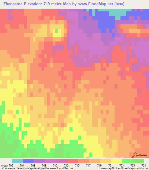 Zhanaarna,Kazakhstan Elevation Map
