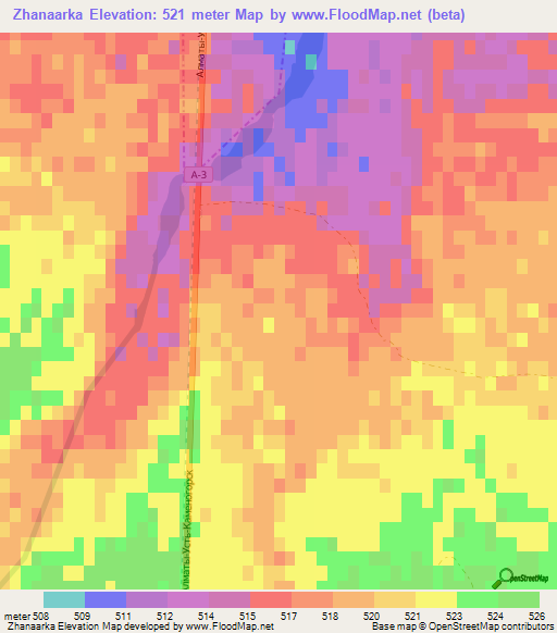 Zhanaarka,Kazakhstan Elevation Map