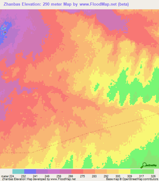 Zhanbas,Kazakhstan Elevation Map