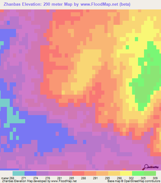 Zhanbas,Kazakhstan Elevation Map
