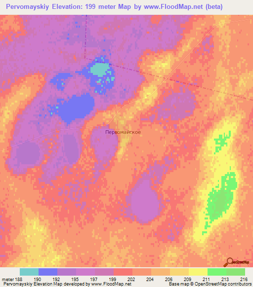Pervomayskiy,Kazakhstan Elevation Map