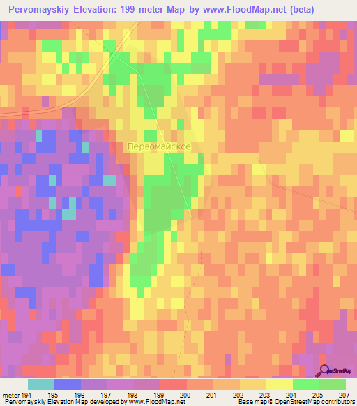 Pervomayskiy,Kazakhstan Elevation Map