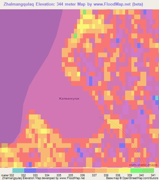 Zhalmangqulaq,Kazakhstan Elevation Map