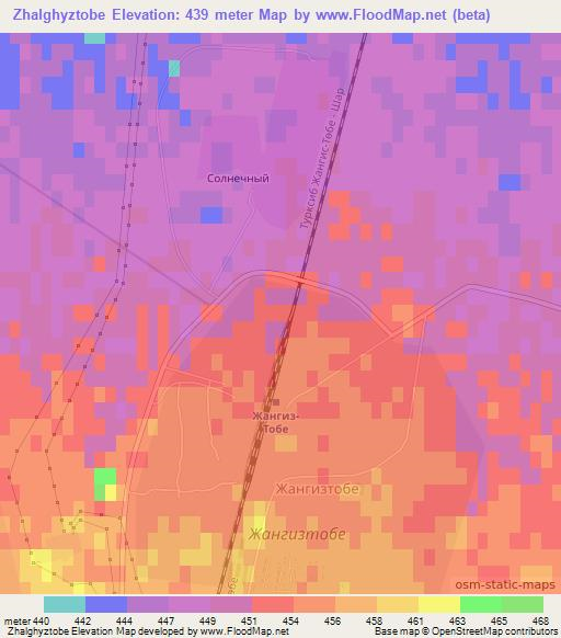 Zhalghyztobe,Kazakhstan Elevation Map