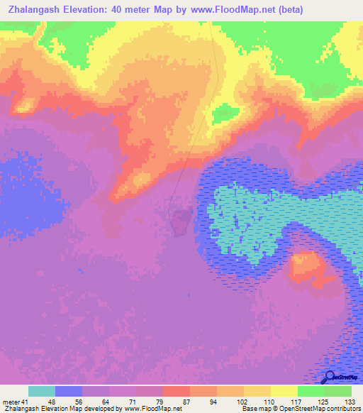 Zhalangash,Kazakhstan Elevation Map