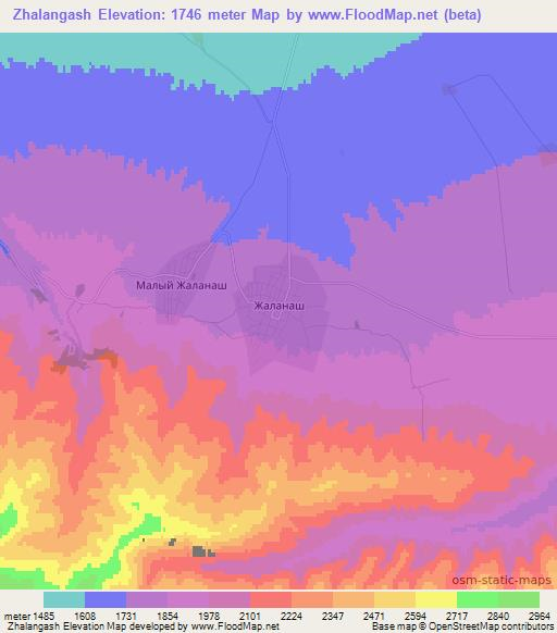 Zhalangash,Kazakhstan Elevation Map