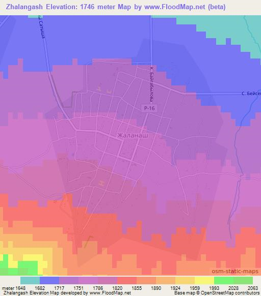 Zhalangash,Kazakhstan Elevation Map