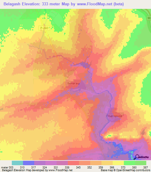 Belagash,Kazakhstan Elevation Map