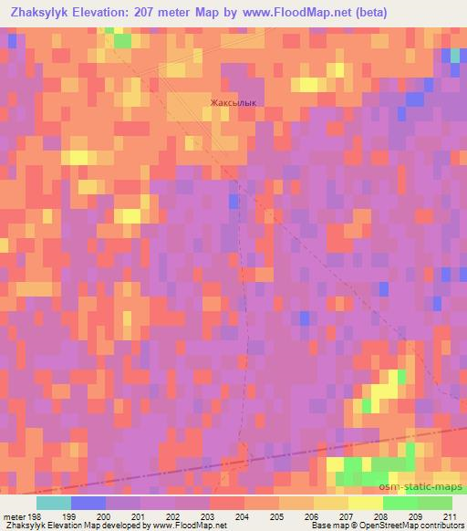 Zhaksylyk,Kazakhstan Elevation Map