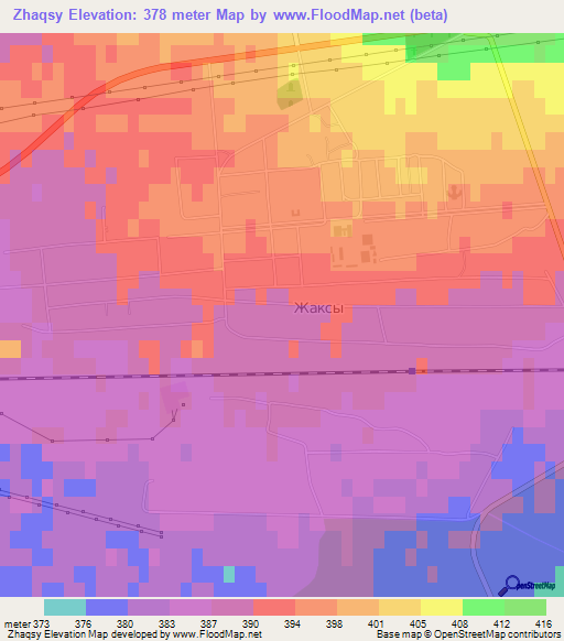 Zhaqsy,Kazakhstan Elevation Map