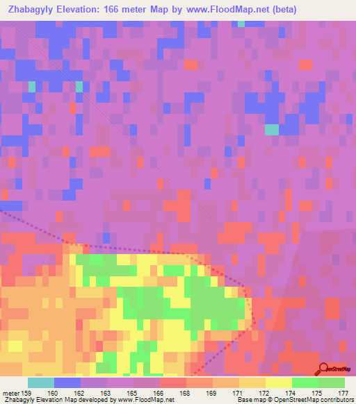 Zhabagyly,Kazakhstan Elevation Map
