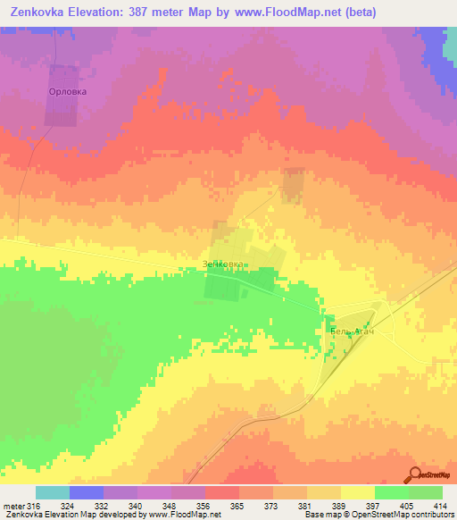 Zenkovka,Kazakhstan Elevation Map