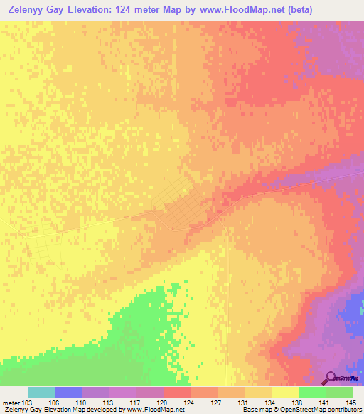 Zelenyy Gay,Kazakhstan Elevation Map