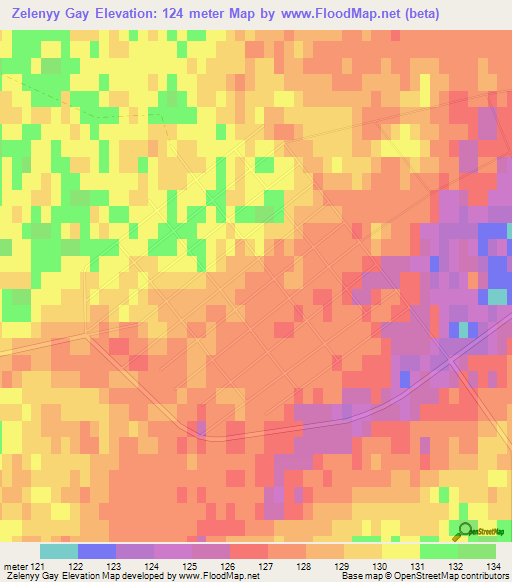 Zelenyy Gay,Kazakhstan Elevation Map