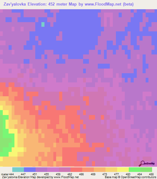Zav'yalovka,Kazakhstan Elevation Map