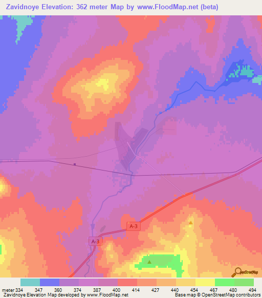Zavidnoye,Kazakhstan Elevation Map