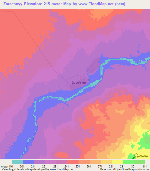 Zarechnyy,Kazakhstan Elevation Map