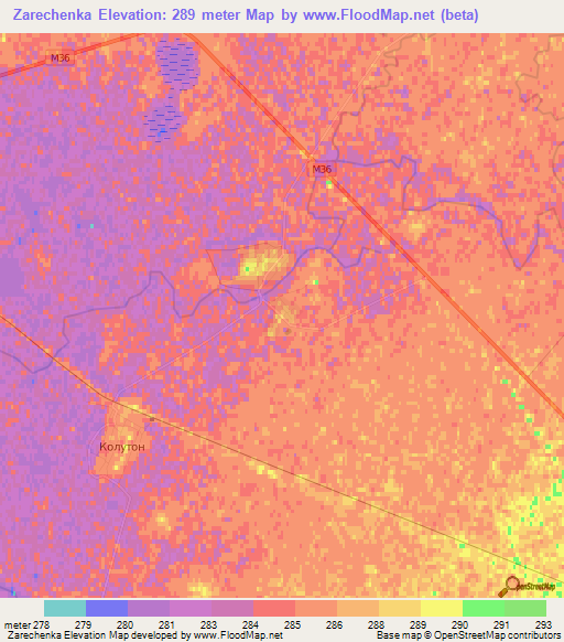 Zarechenka,Kazakhstan Elevation Map