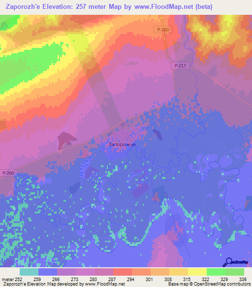 Zaporozh'e,Kazakhstan Elevation Map