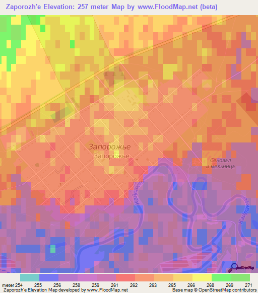 Zaporozh'e,Kazakhstan Elevation Map